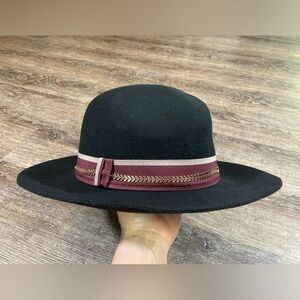 Vince Camuto Black Felt Fedora Hat OS
